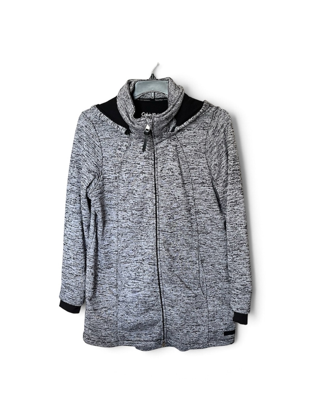 Calvin Klein Performance Gray/Black Marled Long Hooded Athletic Jacket Size 1X